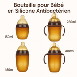 Biberons en silicone antibactériens – Lot de 4, sans BPA, anti-colique