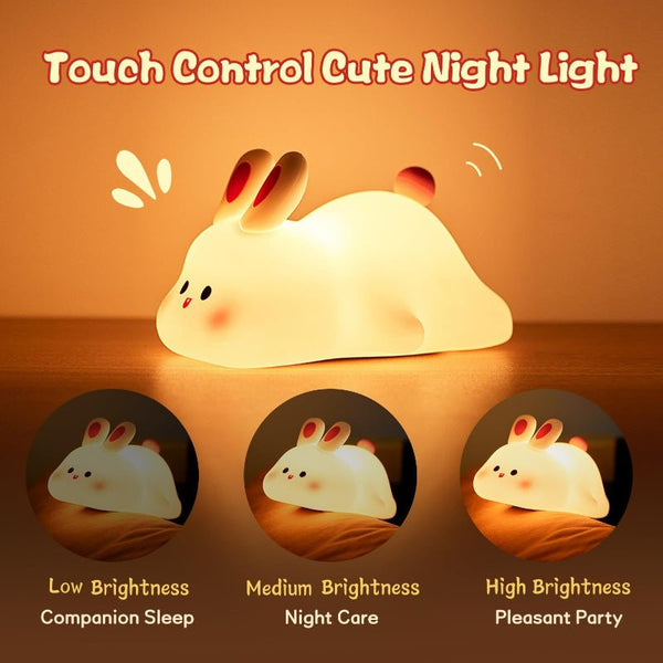 Bunny Night Light – Soft Silicone, USB Rechargeable & Tap Control” - Kid Baby shop