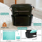 Diaper Bag Backpack with 14 Pockets, Leather Baby Bag, Convertible Boho Backpack, 6 Bottle Pockets, Wipes Pouch - Kid Baby shop