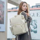 PU leather wind Japanese lightweight large capacity mother and baby diaper storage bag waterproof multi - functional insulation mommy bag business - Kid Baby shop