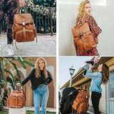 Vegan Leather Diaper Bag Backpack | Waterproof Stylish Mommy Bag - Kid Baby shop